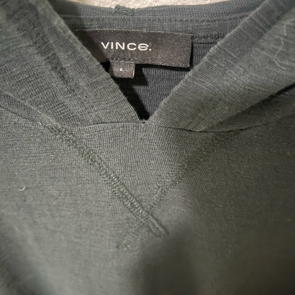 vince dark green hooded long sleeve shirt men - Picture 5 of 6